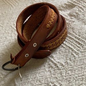 Brown leather braided belt size 42
